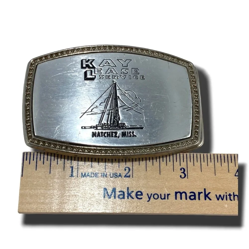 Vintage Belt Buckle Kay‎ Lease Service Natchez, Mississippi Sail Boat #681